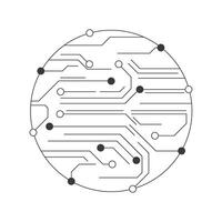Circuit board with dots on it, in a circle vector