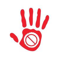 No entry sign with a hand with a red circle vector
