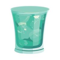A glass of green liquid with ice cubes in it vector