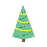 Christmas tree with yellow beads on a white background vector