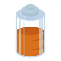An orange battery in a battery container vector