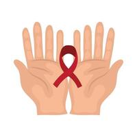 Two hands with red ribbon on them vector