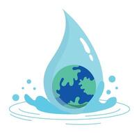 Earth in water drop illustration vector