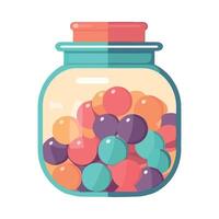 A jar full of colorful balls on a white background vector