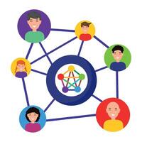 A group of people connected by a circle with a circle around it vector