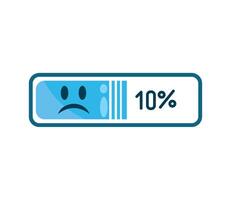 A sad face icon on a battery meter vector