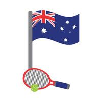 A tennis racket and flag with australia on it vector