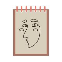 A notebook with a face drawn on it vector