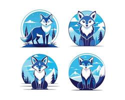 beautiful set of fox. ai vector