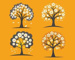tree flowers colourful design. vector