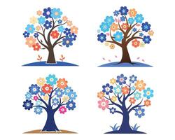 tree flowers colourful design. vector