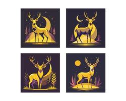 set of deer art work flat design. ai vector