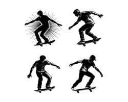 man playing skateboard silhouette. ai vector