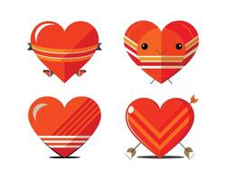 Set of large heart red colourful design. ai vector