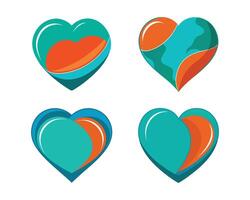 Set of large heart colourful design. ai vector