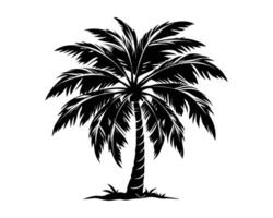 Beach Black palm trees Silhouette set isolated on white background Island icon. vector