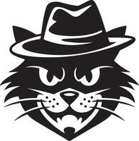 A logo with a mysterious cat face made of lines vector