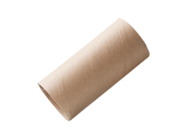 Side view of brown tissue paper core isolated with clipping path in file format png