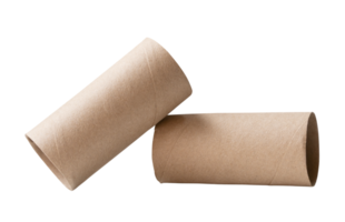 Side view of tissue paper cores in stack isolated with clipping path in file format png