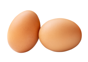 zwei frisch braun Hähnchen Eier im Stapel isoliert mit Ausschnitt Pfad im Datei Format png