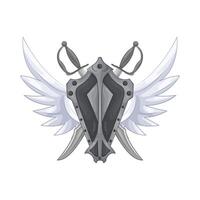 winged shield with crossed sword vector
