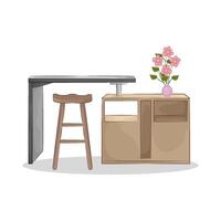 Bar Table with High Chairs vector