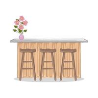 illustration of Bar Table with High Chairs vector