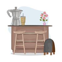 coffee on the bar table vector
