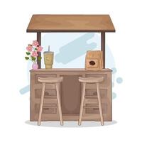 bar Table and Stools illustration vector