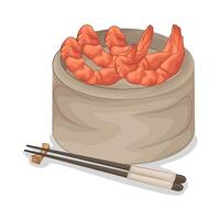 Fresh Shrimp with Chopsticks illustration vector