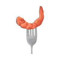 illustration of Fresh Shrimp on the Fork vector