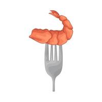 fried shrimp on a fork vector