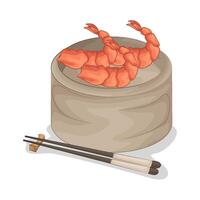 illustration of Fresh Shrimp with Chopsticks vector