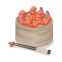 Fresh Shrimp with Chopsticks vector