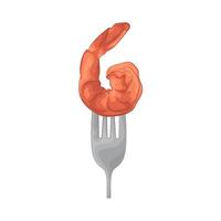 illustration of fried shrimp on a fork vector