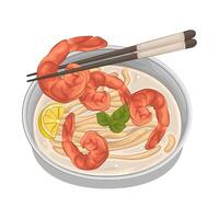 Shrimp Ramen with Broth vector