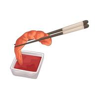 illustration of Eating Shrimp with Chopsticks vector
