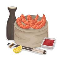 illustration of Shrimp Combined with Lemon vector