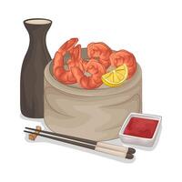 Shrimp Combined with Lemon vector