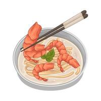 illustration of Warm Ramen Filled with Shrimp vector