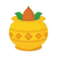 Decorative Kalash with coconut and mango leaf vector