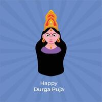 Goddess durga face in happy durga puja subh navratri card background vector