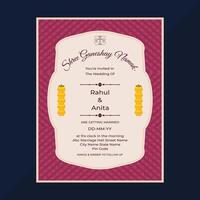 New Stylish Indian Wedding Invitation Template Layout With Event Details In Pink Color vector