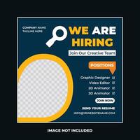 We are hiring job vacancy for social media post banner or square web banner template vector