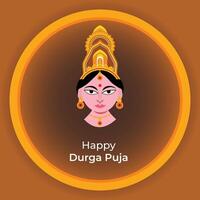 Durga devi face in happy durga puja and subh navratri poster vector