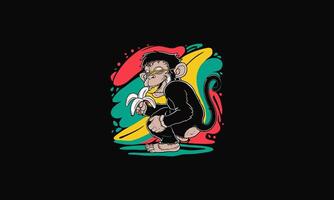 character gorilla eat banana flat design vector