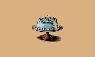 cake with berry illustration flat design vector