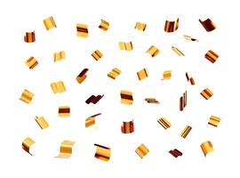 3D party gold confetti set isolated on white. Render golden confetti collection. vector