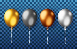 3D set of metallic balloon isolated vector