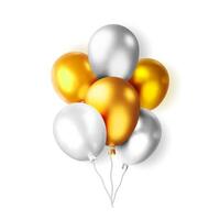 3D bunch of metallic balloon isolated on white background. vector